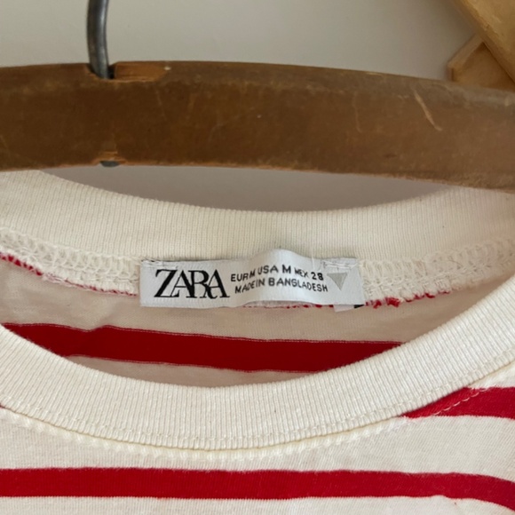 Zara Red and Whites Stripes T-shirt cotton - Picture 2 of 2